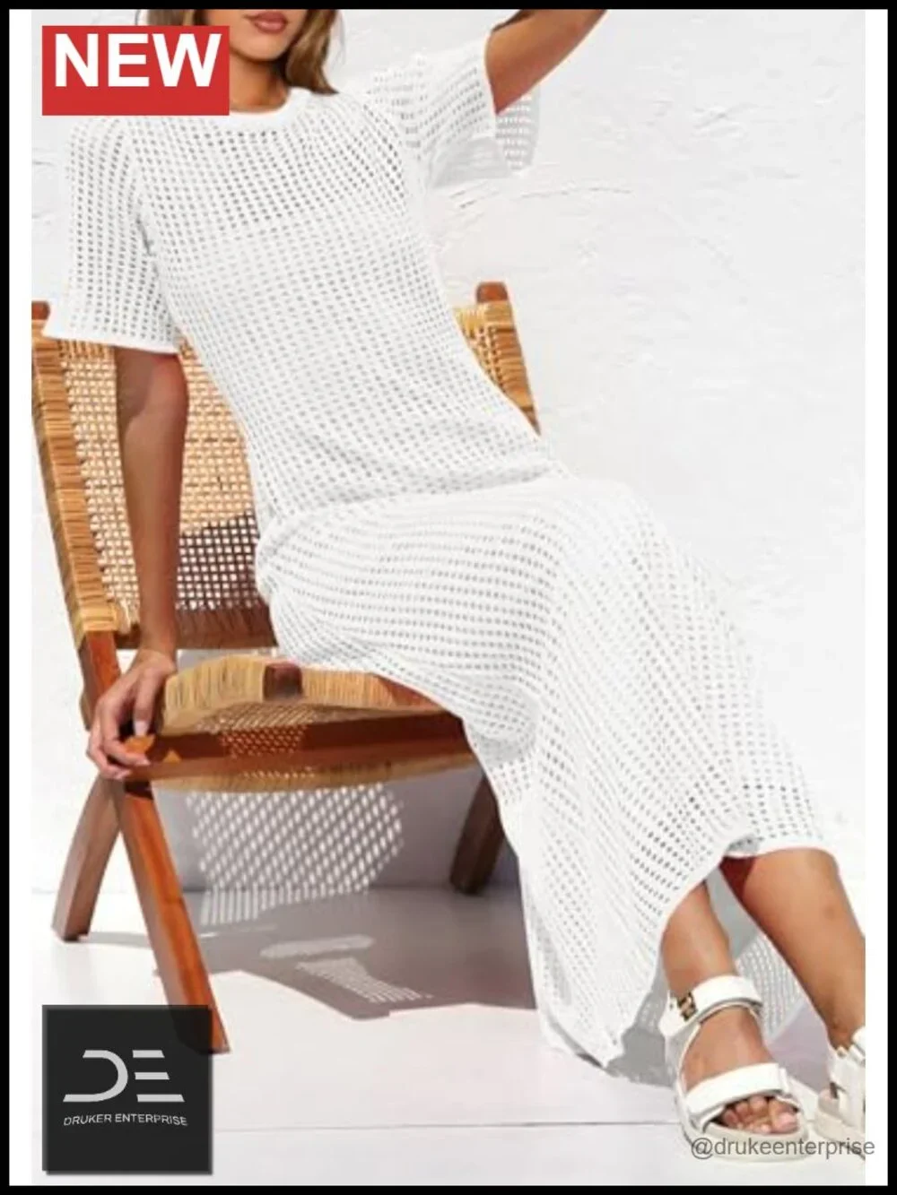 Two Piece Hollow Out Eyelet Maxi Cover Up Dress with Slip